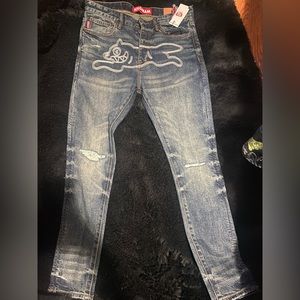 I am selling BBCICEREAM brand pants, size 30, color: dark wash, condition: new